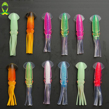 JSM-Señuelos de Pesca de calamar suave para Jigs, faldas luminosas de calamar, cebo de pesca Artificial, 12 Uds., 12cm 2024 - compra barato