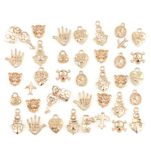 20 peças ouro moda mix mãos de ar forma de metal oco estrutura cola conector em branco amuletos pingente joias diy achados acessórios 2024 - compre barato