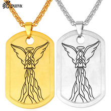 Collares y colgantes de Ángel para hombre y mujer, color dorado y amarillo, acero inoxidable con collar de Etiqueta de perro, cinta P2190G 2024 - compra barato