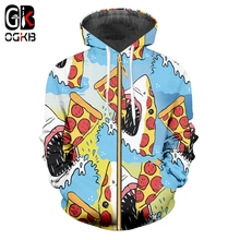 OGKB New Zip Hoodie Women/men's Funny Printing Shark Eat Pizza 3d Sweatshirt Man Hip Hop Fashion Brand Autumn Pullover Hoody 6XL 2024 - buy cheap