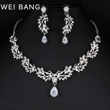 Weibang Fashion Jewelry Bridal Set Silver Color Necklace Earrings Jewelry Set Rhinestone Jewelry Dress Accessories 2024 - buy cheap