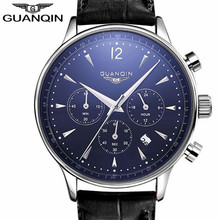 Часы наручные GUANQIN Мужские кварцевые, люксовые известные брендовые, с кожаным ремешком, 2021 2024 - купить недорого