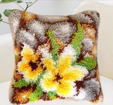 HOT 3D Latch Hook Cushion Kits Gift DIY Needlework Crocheting Throw Pillow Unfinished Yarn Embroidery Pillowcase Lily Flowers 2024 - buy cheap