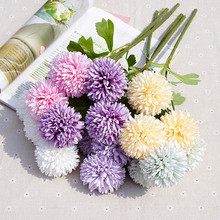 Flores artificiales de diente de león de 3 cabezas, pompón de seda, crisantemo para decoración del hogar de boda, flores falsas, flores de tela 2024 - compra barato