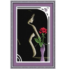 Embroidery Package Best Quality On Sale  Cross Stitch Kits Unopen New Luxurious Naked Girl Beauty With Rose Flower Free Shipping 2024 - buy cheap