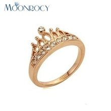 MOONROCY Drop Shipping Rose gold Color Jewelry Wholesale Austrian Crystal Crown Rings Fashion Ring for women Gift 2024 - buy cheap
