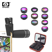 Apexel-lente de câmera 10 para celular, lente olho de peixe, macro, 10x, filtro estrela, filtro, iphone, samsung, todos os telefones 2024 - compre barato