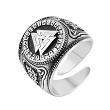 Anillo de ciclista de acero inoxidable para hombre, Vegvisir, Vikingo, 316L, runas, vikingos, triangulo, Odín, joyería nórdica, Color plata 2024 - compra barato