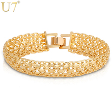 U7-pulsera de Color dorado para hombre, cadena grande y gruesa, joyería para hombre, pulseras huecas, H537 2024 - compra barato