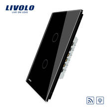 Livolo US/AU Standard Dimmer Remote Light switch, AC 110~250V,Black Crystal Glass Panel,VL-C502DR-12,No remote controller 2024 - buy cheap