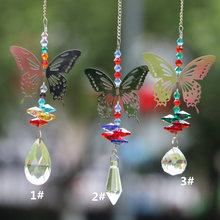Decoração de cristal pingente borboleta artesanal arco-íris, jardim suspenso, prismas, jardim, casa, 1 peça 2024 - compre barato