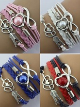 1pc infinity handmade bracelet leather vintage charm wax cord fashionable Multilayer Braided jewerlly Bracelet  6554-6560 2024 - buy cheap