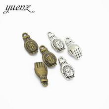 YuenZ-Colgante de cabeza de Buda Chapado en plata antigua, fabricación de joyería adorable, pulsera, accesorios artesanales hechos a mano, T68, 10 Uds. 2024 - compra barato