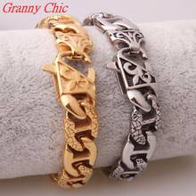 Granny Chic 14mm Silver or Gold Color 316L Stainless Steel Curb Cuban Link Bracelet Mens Chain Boys Fashion Wholesale Jewelry 2024 - buy cheap