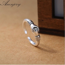 ANENJERY 925 Sterling Silver Vintage Opening Hand In Hand Couple Ring Thai Silver Rings For Men Women Jewelry S-R275 2024 - buy cheap