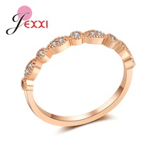 Elegante delicado anillo de novia casamiento compromiso dedos anillo de moda Noble símbolo Color oro rosa claro Circonia cúbica gran oferta 2024 - compra barato