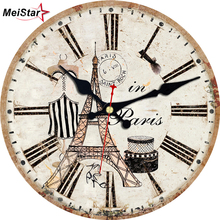 MEISTAR 2018 Vintage Tower Clocks For Kitchen Home Office Cafe Wall Decor Watches Silent Clocks Elegant Large Art Wall Clocks 2024 - buy cheap