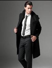 Casaco masculino casual de lã, sobretudo, manga comprida, caxemira, casaco masculino, preto, cinza 2024 - compre barato