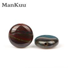 Mankuu 16mm Flat Round Beads Dark Tiger Eye Brown Coffee Natural Stone Beads For Jewelry Making DIY Beading Material 20pcs/Lot 2024 - buy cheap