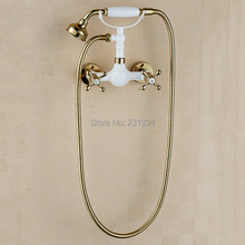 Retro gilt grilled white paint Brass Mixing bathtub shower Hot and cold water Simple mixer Shower Sets HJ-781 2024 - buy cheap
