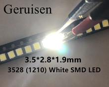 1210 branco 3528 smd led diodos emissores de luz brancos brilhantes 5000-7000k 6-7lm 2000-2200mcd 2.8-3.6v 3528 branco fresco 50 pces 2024 - compre barato