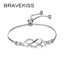 Bravekiss pulseira de cristal luxuosa feminina, bracelete com pingente do infinito ajustável, acessórios de joias fashion bpb0476 2024 - compre barato