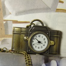 Vintage fob hot sale mens womens quartz Antique Pocket Watch Necklace bronze Pendant camera time clock 1pcs/lot metal toy gift 2024 - buy cheap