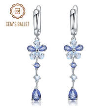 GEM'S BALLET Natural Iolite Blue Mystic Quartz Sky Blue Topaz 925 Sterling Silver Flower Drop Earrings Fine Jewelry for Women 2024 - buy cheap
