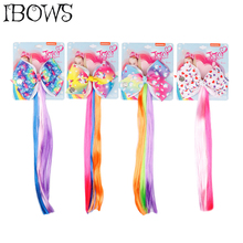 4.5'' Lovely Unicorn Hair Clips Cartoon Printed Hair Bows With Rainbow Fake Ponytail For Girls DIY Fashion Hair Accessories 2024 - buy cheap