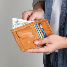 AETOO-mini billetera corta ultrafina para hombre, billetera vertical suave con clip de cuero genuino, para jóvenes 2024 - compra barato