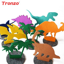 Tronzo decoração de mesa de dinossauro, decoração para festa de aniversário infantil, lembrancinhas, 8 peças, árvore colorida de feltro, dinossauro 2024 - compre barato