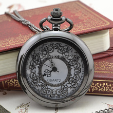 50pcs/lot Black Hollow Flower Retro Pocket Watch Top Quality Watch Necklace Gift Watch Factory Price Wholesale 2024 - buy cheap