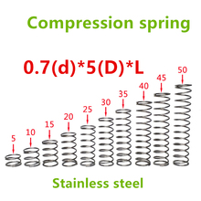 Molas de pressão de compressão de fio da mola, 50 peças 0.7*5 *(5/10/15/20/25/30/35/40/45/50) série de aço inoxidável 2024 - compre barato