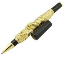 Bolígrafo Vintage de Metal Jinhao con relleno de tinta, pluma pesada de la serie del Dragón Oriental, pluma de regalo de colección Noble dorada 2024 - compra barato