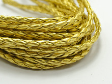 16.4 Feets Gold Braided  Leatherette Jewelry Cord 4mm 2024 - buy cheap