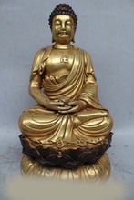 DS 13" Tibet Buddhism Bronze Gild Seat Lotus Shakyamuni Amitabha Buddha Statue 2024 - buy cheap