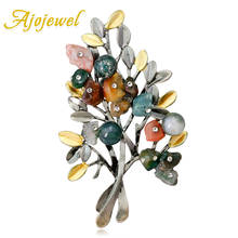 Ajojewel Color Natural Stone Tree Women's Brooches High Quality Large Brooch Pin For Men Suit Costume Jewelry Wholesale 2024 - buy cheap