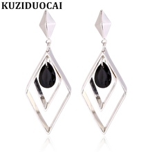 Kuziduocai-pendientes de aleación de aluminio para mujer, joyería fina, cristal Triangular, geometría, gota, E-536, 2018 2024 - compra barato