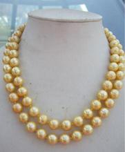 free shipping Noble jewelry amazing 10-11MM 100% Natural south seas yellow PEARL NECKLACE 2024 - buy cheap