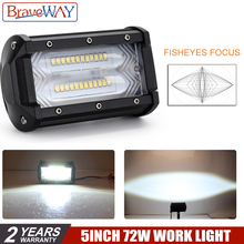 BraveWay 5 Inch Led Fog Lights 72W 3000K 6000K Flash Dula Color Extra light for Trucks SUV ATV 4x4 Offroad Led Work Light 12V 9D 2024 - buy cheap