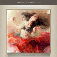 Pintura al óleo de bailarina española pintada a mano, arte de decoración de pared de gran tamaño, Flamenco, parejas, bailarina, pintura al óleo sobre lienzo 2024 - compra barato