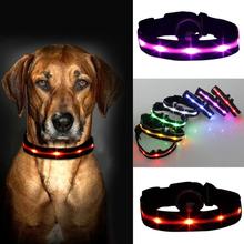 Coleira noturna com led de nylon, acessório de segurança para cães, com brilho, várias cores, ajustável 2024 - compre barato