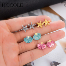 Vintage Stud Earrings Set For Women Geometric Small Shell Stone Crystal Flower Stud Earring boucles d oreille femme 2019 Jewelry 2024 - buy cheap