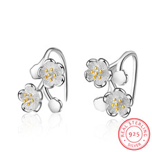 New 2colors Flower 100% Real 925-sterling-silver Stud Earrings S925 Fine Jewelry For Women Girl Gift Lmey242 2024 - buy cheap