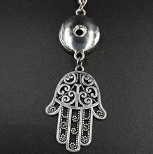 Hamsa Fatima Hand Button Snap Pendant Necklace  Charms Necklace Jewish Judaica Kabbalah 5PCS B781 2024 - buy cheap