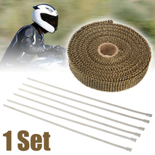 15M 1 Roll Titanium Exhaust Header Heat Wrap Stainless Cable Ties with 6pcs Stainless Cable Ties For Motorcycle Car Accessories 2024 - buy cheap