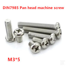 200pcs M3*5 Stainless steel DIN7985 Pan Head Phillips Screw Cross Reccessed Round Head Machine Screws 2024 - buy cheap