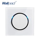 Interruptor de luz de parede wallpad l6, com 2 gang, clique aleatório, botão de retorno, luz led, indicador de led, painel de vidro temperado branco 2026 - compre barato