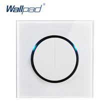 Interruptor de luz de parede wallpad l6, com 2 gang, clique aleatório, botão de retorno, luz led, indicador de led, painel de vidro temperado branco