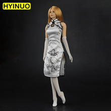 1/6 escala feminina sexy vestido do vintage terno feminino dragão branco cheongsam roupas terno conjunto modelo para 12'body action figura de ação corpo 2024 - compre barato